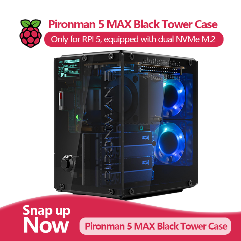 Argon One V3 M.2 Nvme Case - Pironman 5 MAX, boîtier Black Tower