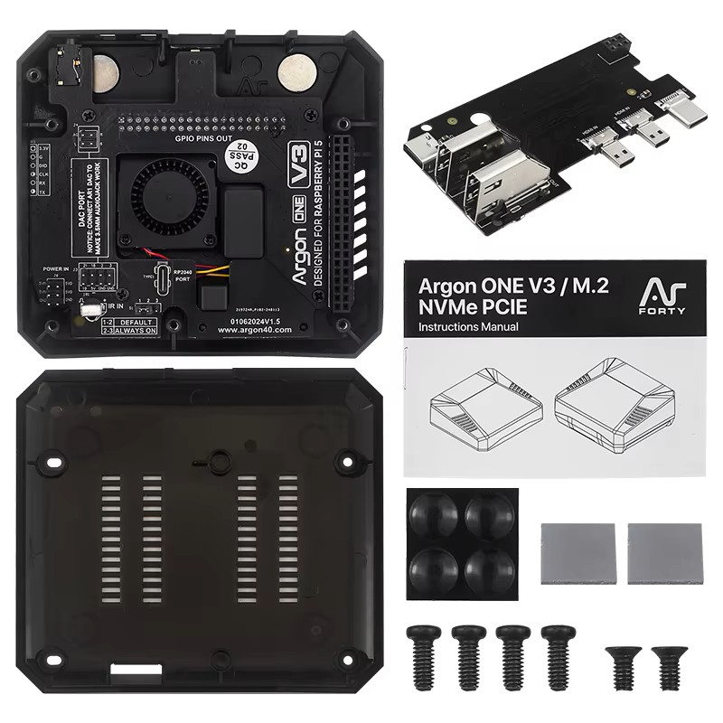 Argon One V3 M.2 Nvme Case - Boîtier métallique Argon ONE V3 pour