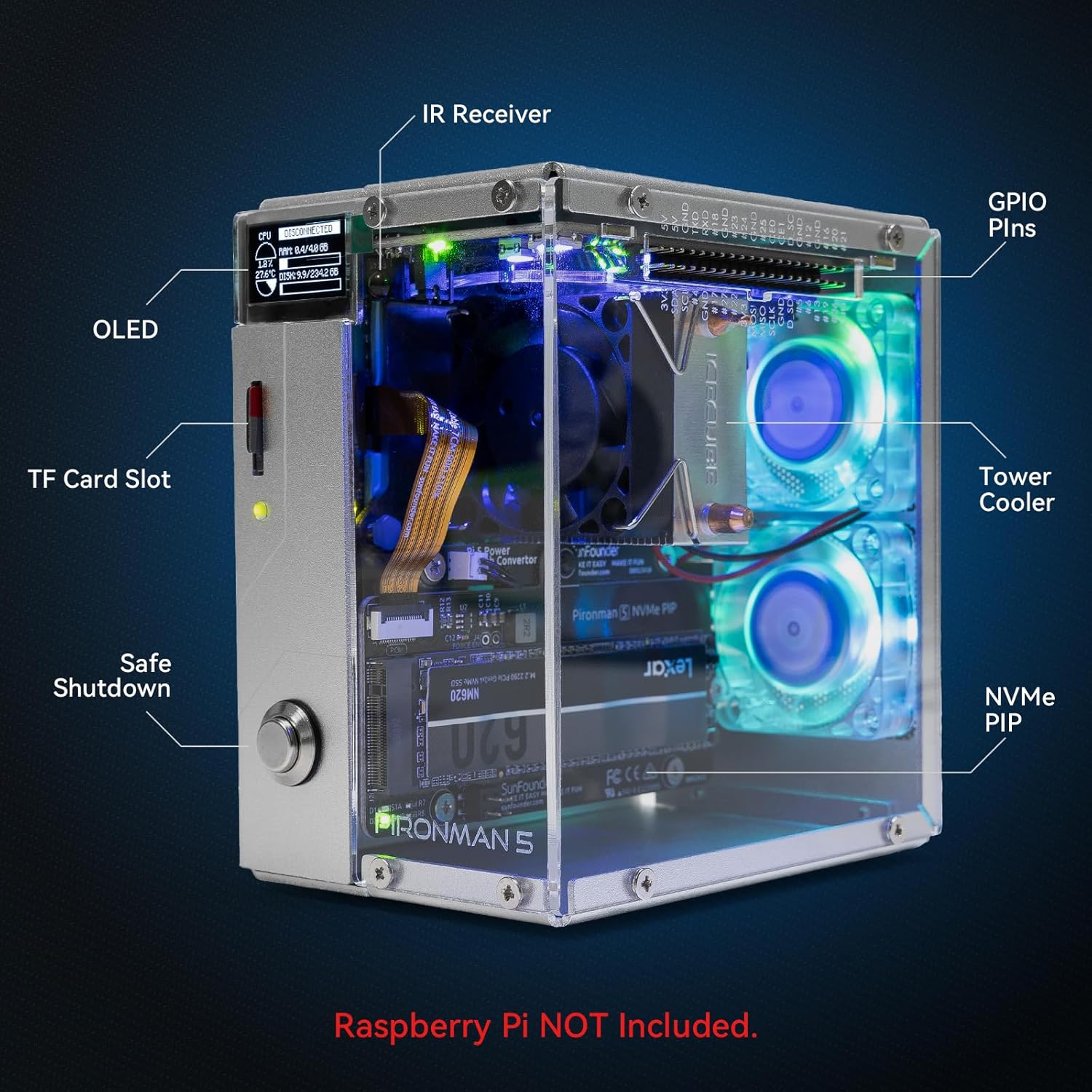 Boîtier Mini PC Pironman 5 NVM - Raspberry Pi Ai Kit Hailo-8L avis et prix